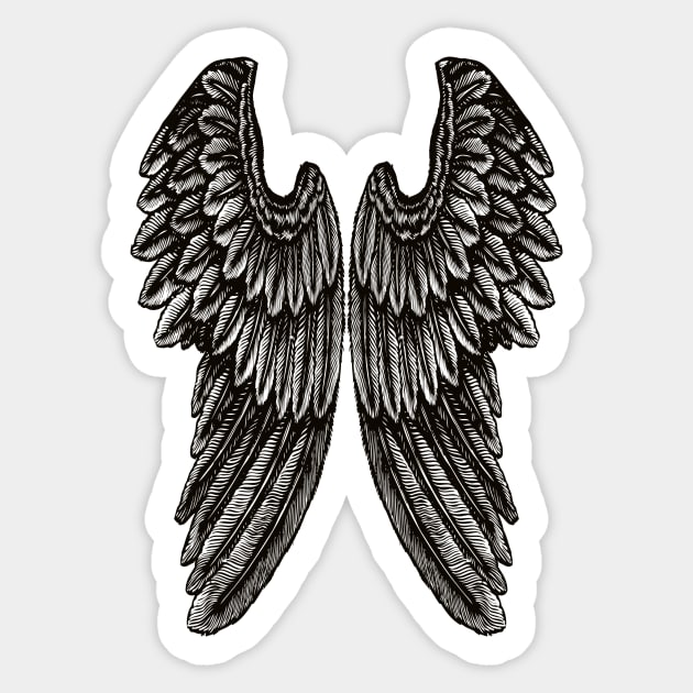 Angel Wings | Vintage Wings | Black and White | Sticker by Eclectic At Heart